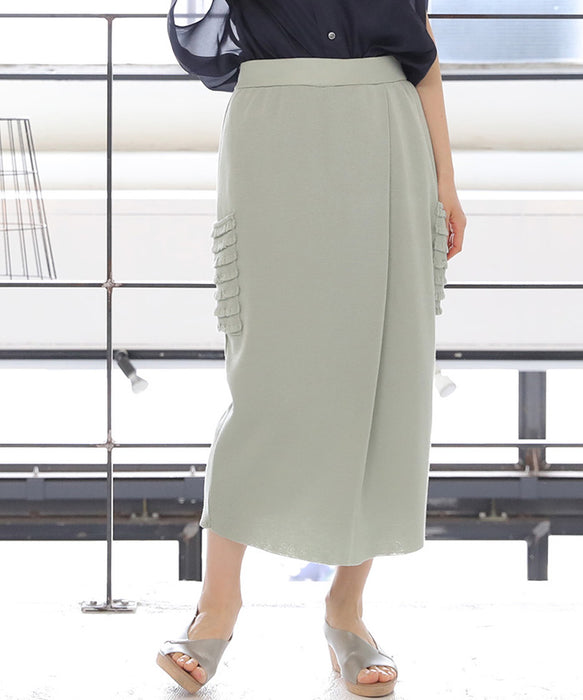 【リシャレル】フリルポケット ニットタイトスカート